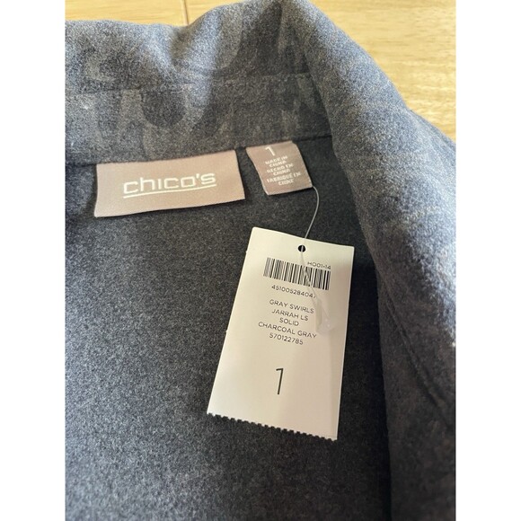 CHICO'S Outlet NWT Jarrah Jacket Top Size 1 Grey Gray Swirls - Picture 2 of 11